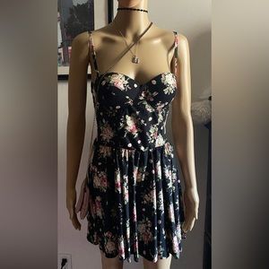 Floral Multi Color Retro Bustier Dress